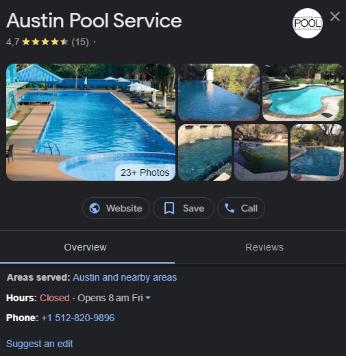 service de piscine à Austin