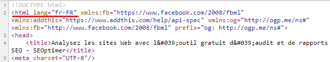 html lang french