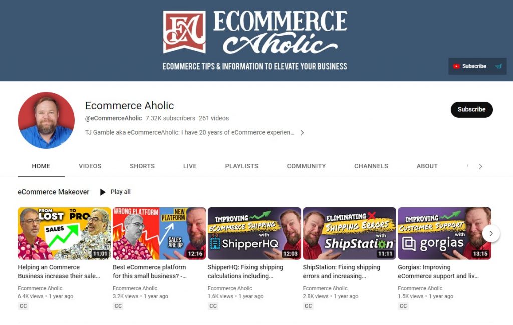 canale YouTube ecommerce aholic